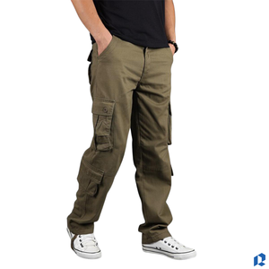 Pantalones Cargo Rectos Ligeros para Hombre, Duraderos, Ecológicos, Transpirables, Casuales, de Estilo Urbano, en Poliéster/Algodón Oscuro, Personalizables - Product Image 5