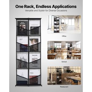 Espositore a 4 livelli in rete per brochure con 8 tasche e spessore di 3 mm - Porta riviste e cataloghi da terra - Product Image 6
