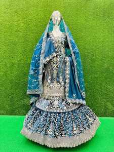 Splendeur de mariée majestueuse 10 conceptions farsi Sharara exquises Full Heavy Flare Dupattas en velours luxueux pour pakistanais indien - Product Image 3