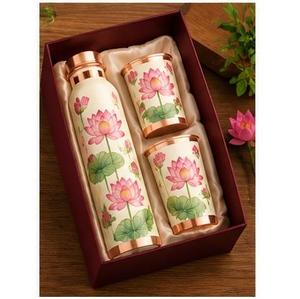 Copper <b>Water</b> <b>Bottle</b> with Lid Hammered Finish Eco-Friendly Large Capacity <b>Customized</b> Portable Drinkware Set Home Use - Product Image 2
