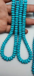 Perles de pierres précieuses en turquoise naturelle d'Arizona Sleeping Beauty, taille facettes, forme rondelle, de 8 mm à 10 mm, certifiées. - Product Image 2