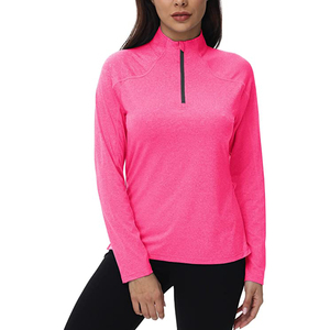 Pink Stretchy High Quality <b>Compression</b> MMA Rash Guard Custom Made Zip Short Sleeve Women's 160g Fabric Eco-Friendly Breathable - Product Image 2