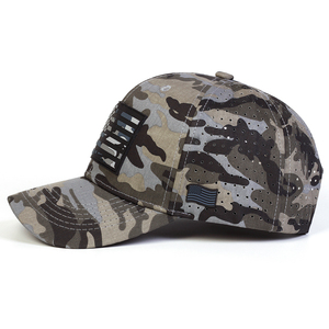 Men's Tactical American Flag Baseball <b>Cap</b> Laser Perforated Camo Operator <b>Hat</b> Outdoor Breathable Adjustable Visor - Product Image 5