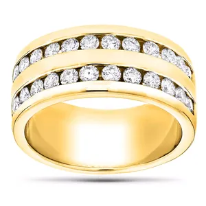 Anillo de Hombre EtherStar con Diamante Cultivado en Laboratorio de 1.0ctw, Oro Sólido, Doble Hilera, Clásico, 10g, Anillo de Boda - Product Image 2