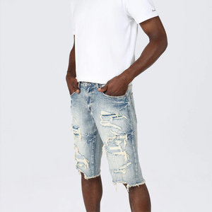 Wholesale Custom Regular Fit Casual Denim Short For <b>Men</b> New Style Custom Made Solid Color <b>Men</b> Denim rhinestone Shorts For Sale - Product Image 2