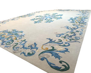 Alfombra Floral Marroquí de Lana Chenille Hecha a Mano, Ecológica, Decoración para el Hogar, Comedor, Bodas, Entrada, Tapete de Entrada con Respaldo de Látex - Product Image 1