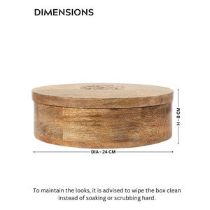 Boîte à Casserole Ronde en Bois Faite à la Main, Diamètre 24 cm, avec Couvercle, Design Minimaliste, Contenant de Rangement Durable - Product Image 6