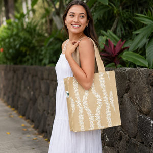 Sac fourre-tout en jute naturel et PP, imprimé Lei blanc des deux côtés, 27x31x16 cm, poignées en ruban de coton de 40 cm, logo personnalisé, commandes en gros - Product Image 6