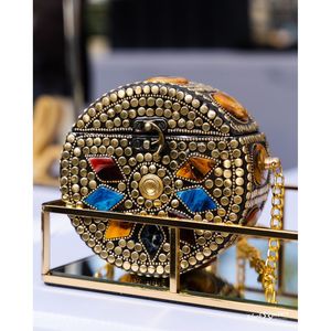 Elegante Bolso de Mano de Metal Antiguo para Mujer, Accesorios de Moda con Cristales - Product Image 5