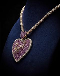 Colgante de Corazón de Plata 925 con Moissanita Rosa Estilo Hip Hop de Lujo, Totalmente Cubierto de Diamantes, Joyería Unisex con Encanto Personalizable - Product Image 4