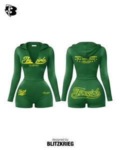 Romper con capucha y cremallera para niñas en color rosa. |   Conjunto Corto Sexy de Talla Grande |   Rich Girl Energy Streetwear - Shorts tipo body OEM - Product Image 2