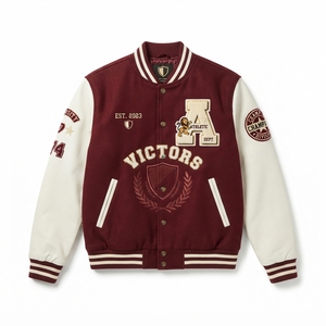 Blouson Bomber Décontracté Unisexe Style Universitaire à Rayures et Bordures Côtelées avec Fermeture à Boutons Pression – Vente en Gros - Product Image 3