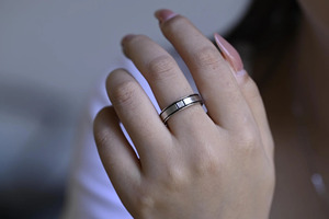 White Gold <b>Black</b> Groove Lab Grown Diamond <b>Men</b>’s Wedding Band <b>Ring</b> - Product Image 5