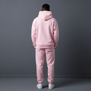 Nuevo Conjunto Deportivo para Hombre con Capucha Rosa, Sudadera y Pantalones de Algodón de Color Sólido, Ropa Casual de Otoño, Corte Regular - Product Image 6