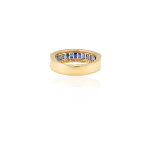 18K Solid Gold Oval Labradorite & Diamond <b>Stacking</b> Wedding <b>Ring</b> - Product Image 5