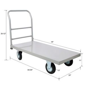 Carrello Industriale Robusto con Ruote Piatte in Acciaio 24 X 48, Capacità 2000 lb, Carrello a Mano con Pianale Liscio - Product Image 3