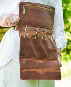 Étui de ceinture en cuir de vachette durable pour ciseaux de barbier, pochette de taille pour styliste, réglable, anti-odeur, confortable et décontracté - Product Image 1