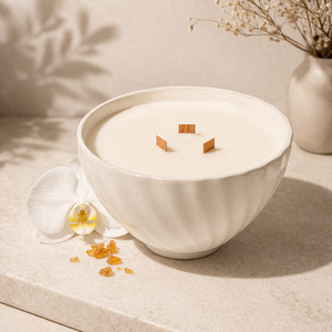 Recipiente de cerámica para velas de gran venta, con triple mecha de madera, cuenco ancho, acabado liso, reutilizable, decoración de lujo para el hogar, estilo de combustión duradera - Product Image 1