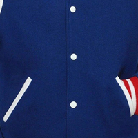 Veste de baseball bleue pour homme, style rétro, en laine et polyester, coupe-vent, imperméable, col montant, inspirée du baseball classique