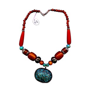 Collier bohème en pierre turquoise – Bijoux tribaux perlés faits à la main – collier bohème rustique pour femme - Product Image 6