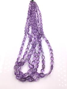 Cuentas ovaladas lisas de amatista natural para la elaboración de joyería fina, collar de piedras preciosas - Product Image 2