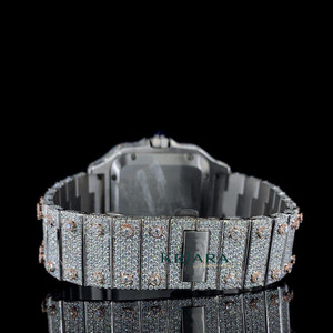 Premium Quality Luxury Square Moissanite Diamond <b>Watch</b> Silver Analog Dial Roman Numeral Mechanical Stainless Steel <b>Watch</b> - Product Image 3