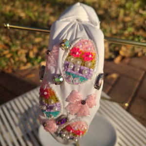 Luxury Handmade <b>Beaded</b> Floral <b>Headband</b> Happy Easter Festival White Embroidered Crystal Hair Accessory for Women and Girls 2026 - Product Image 1