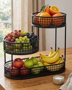 Bamboo Double Tier <b>Storage</b> <b>Rack</b> Drawer Rattan Panels <b>Kitchen</b> Countertop Organization Modern Style Durable Multifunction SALEEM - Product Image 4