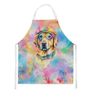 Labrador amarillo Hippie Dawg adulto Unisex grande Multicolor delantal de cocina para cocinar artesanías para hornear servidores de jardinería - Product Image 1