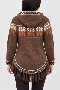 เสื้อสเวตเตอร์อัลปาก้ามีฮู้ดพร้อมกระเป๋า - Product Image 2