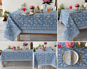 Indian Modern Handmade Premium Quality Customizable Cotton Floral Washed Printed <b>Square</b> Boh Creation <b>Tablecloth</b> for Home Hotel - Product Image 3