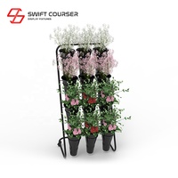Support à fleurs moderne en métal thermolaqué à 3 niveaux, portable, pour l'extérieur, pour présentoirs de fleurs artificielles, pour les magasins de détail, autoportant
