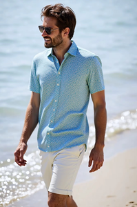 Chemise Hawaïenne Homme Designer à Manches Courtes, Motif Floral Estival, Style Tropical, Boutonnée, pour Vacances à la Plage - Product Image 2