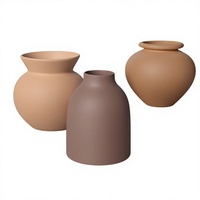 Vases en céramique texturée faits à la main, couleur beige mat transparent, style Art déco, pots décoratifs rustiques pour la maison, pour la table