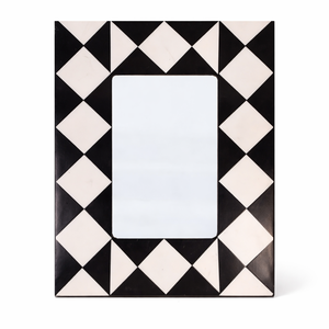 กรอบรูปไม้ลายเรขาคณิตสีดำขาวฝังกระดูกทำมือ ของตกแต่งบ้านแนวตั้ง ของขวัญ - Product Image 1