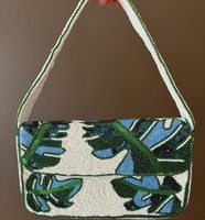 Sac à bandoulière de luxe pour femme, brodé tortue verte artisanale, imprimé en typographie, orné de perles, par un créateur de mode