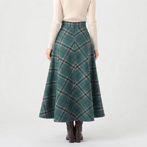 Jupe longue en laine à carreaux taille haute pour femme, jupe longue en flanelle d'hiver longueur cheville, jupes longues de haute qualité pour femmes - Product Image 2