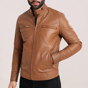 Chaqueta de Cuero para Hombre, Nueva Colección, Talla Grande, Cuello Alto, Cierre de Cremallera, Chaqueta de Cuero PU para Motocicleta - Product Image 5
