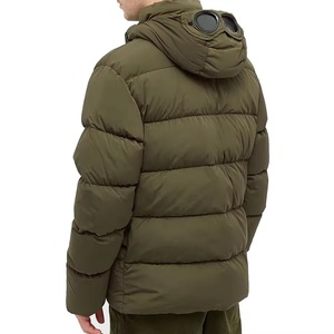 Veste matelassée à capuche pour homme, couleur olive, fermeture éclair, rembourrage en duvet, coupe-vent, décontractée, hiver, couleur unie, polyester épais - Product Image 2