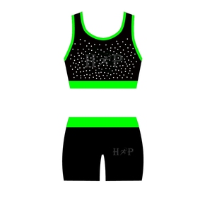 Ensemble de danse et de cheerleading pour filles, bleu royal, avec strass AB, soutien-gorge et short d'entraînement - Product Image 5