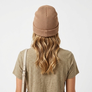 Gorro de Punto Hecho a Mano de Primera Calidad, Color Rosa Sólido, Gorro de Invierno con Puño Acanalado, Estilo Casual para Niñas y Mujeres, 54-56CM - Product Image 3