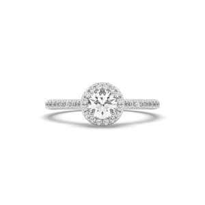 Bague en or blanc 14 carats avec diamant de laboratoire de forme ronde de 0,966 carat, taille 5, couleur D, clarté VS1 - Product Image 1