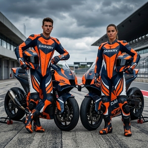 Combinaison de course moto en cuir personnalisée OEM, équipement de protection pour motard, vente en gros, avec gants assortis et bottes pour la piste - Product Image 5