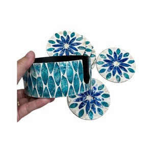 Elegant Shell Inlay <b>Drink</b> <b>Coasters</b> for Home Decor - Product Image 2