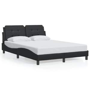 Cadre de lit rembourré noir Zadar avec LED 53,9''x74,8'' sans matelas - Product Image 1