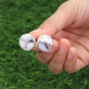 Boutons de manchette en opale dendritique pour hommes, en argent sterling 925, bijoux de luxe en pierres précieuses, accessoires formels pour mariage et fête, cadeau pour papa - Product Image 1