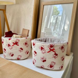 Style De Maison Bow Decorated Floral Cotton Portable <b>Makeup</b> Organizer Cosmetic Bag <b>Makeup</b> Pouch Bath Essentials Storage All - Product Image 4