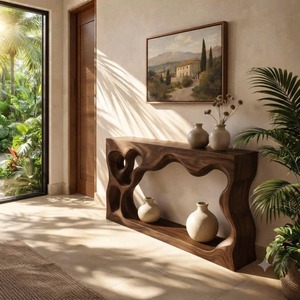 Eco-Friendly Handmade Contemporary Apartment Decor Natural Solid Wood Console <b>Tables</b> Unique Design Luxury <b>Wooden</b> Furniture Hotel - Product Image 2