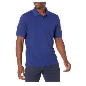 Polo premium para hombre, liso, negro, de manga corta, tela de algodón transpirable, corte ajustado, informal, moderno, para verano. - Product Image 1