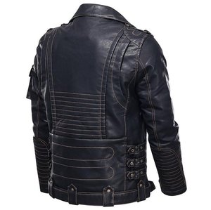Men's Black Leather <b>Jacket</b> Motorcycle Fashion Men Slim Fit Leather <b>Biker</b> <b>Jacket</b> Coat Wholesale Leather <b>Jackets</b> for Men - Product Image 4